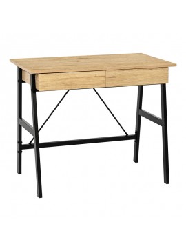 Intrahome Γραφείο εργασίας Lione Intrahome με συρτάρια σε oak απόχρωση με πόδι μαύρο μέταλλο 90x50x75εκ | SKU: INTRAPA-486111118