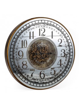 Artekko Clock Μπρονζέ Ρολόι Τοίχου MDF με Καθρέφτη (81.8x10.2x81.8)cm Artekko 38535