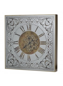 Artekko Clock Ρολόι Τοίχου με Καθρέφτη MDF Γυαλί Χρυσό Ασημί (82x10x82)cm Artekko 38536-5