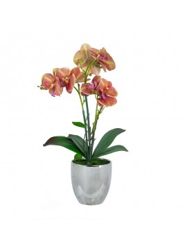 Artekko Orchid Τεχνητή Ορχιδέα σε Ασημί Κασπώ (26x13x60)cm Artekko 420026-AB