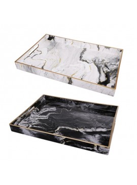 Artekko Tray Δίσκος Σερβιρίσματος Πλαστικό Ασπρόμαυρο (48x35x4.3)cm Σετ/2 Artekko 43296