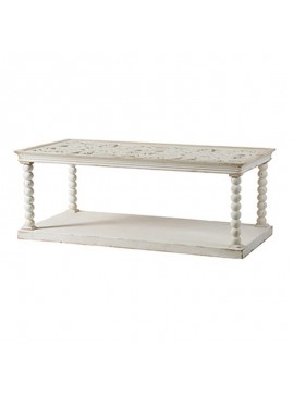 Artekko Noo Τραπέζι Σαλονιού Ξύλινο με Σκαλιστό Καπάκι και Γυαλί (122x61x47)cm Artekko 44989-DS