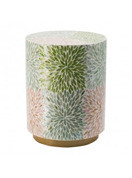 Artekko Ivory Πολύχρωμο Βοηθητικό Τραπέζι Σκαμπό από MDF με Κοχύλια Capiz (35x35x45)cm Artekko 46957