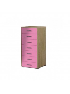 Συρταριέρα με 7 συρτάρια σε χρώμα δρυς-ροζ 60x45x123  SB 6-ROZ