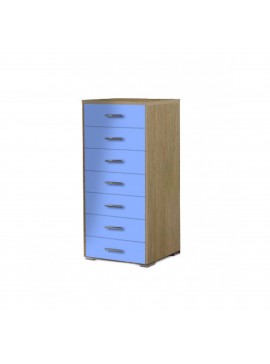 Συρταριέρα με 7 συρτάρια σε χρώμα δρυς-σιελ 60x45x123  SB 6-SIEL