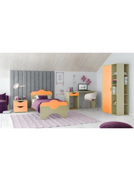 SARRIS  Παιδικό δωμάτιο "ΠΑΖ" σετ 4 τμχ. σε χρώμα δρυς-πορτοκαλί SET PAZ-portokali