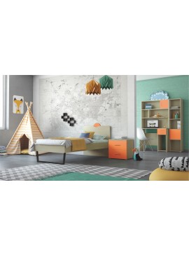 SARRIS  Παιδικό δωμάτιο "ΑΝΑΤΟΛΗ" σετ 5 τμχ σε χρώμα δρυς-πορτοκαλί SET ANATOLI-PORTOKALI