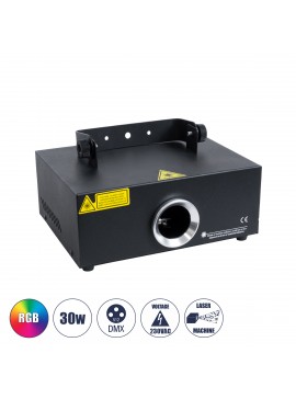 51127 GloboStar®  ARES 51127 Επαγγελματικό Laser Projector 30W 1000Mw 300mW RED/635nm - 100mW GREEN/532nm - 600mW BLUE/450nm - AC 220V-240V IP20 3in1 RGB DMX512 - Μ23.5 x Π18 x Υ10cm - 2 Χρόνια Εγγύηση