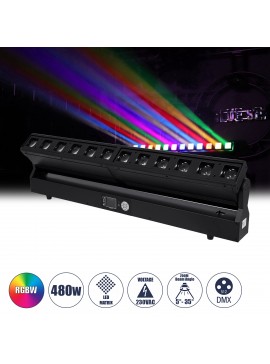 51168 GloboStar®  51168 SPHINX Επαγγελματική Κινούμενη Μπάρα Φωτισμού DIGITAL MATRIX PIXEL LED 480W AC 220V-240V 4IN1 BEAM - WASH - SPOT - ZOOM 5° - 35° OSRAM LED DMX512 Display on Body RGBW - Μαύρο - L102 x W10 x H16.5cm