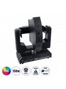 51199 GloboStar®  HADES 51199 Επαγγελματική Κινούμενη Ρομποτική Μπάρα Super LASER BEAM Light 150W - 6 x 1W Laser - 300mW RED/638nm - 100mW GREEN/531nm - 600mW BLUE/442nm - AC 220V-240V IP20 3in1 RGB DMX512 - Μ36 x Π25 x Υ46cm - 2 Χρόνια Εγγύηση