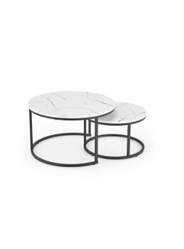 JAVA set of 2 c. tables, white marble / black DIOMMI-60-29299