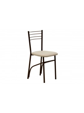 Καρέκλα "ΡΙΓΑ" από μέταλλο/τεχνόδερμα σε καφέ/εκρού χρώμα 40x43x80 594-00126