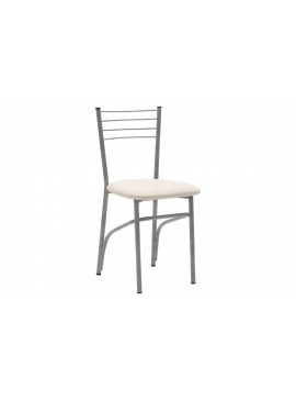 Καρέκλα "ΡΙΓΑ" από μέταλλο/τεχνόδερμα σε γκρι/εκρού χρώμα 40x43x80 594-00139