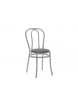 Καρέκλα "WIEN" από μέταλλο/τεχνόδερμα σε γκρι/μαύρο χρώμα 40x47x85 594-00144