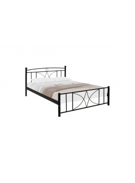 Κρεβάτι "NIGHT"  διπλό από μέταλλο σε μαύρο gloss χρώμα 150x200 594-00145