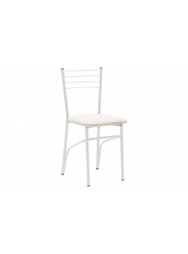Καρέκλα "ΡΙΓΑ" από μέταλλο/τεχνόδερμα σε λευκό/εκρού χρώμα 40x43x80 594-00149