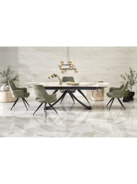HILARIO extension table, white marble / black DIOMMI-60-28357