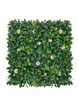 Artekko Artificial Panel Τεχνητή Φυλλωσιά Πολυαιθυλένιο Πράσινο με Λευκά Λουλούδια (50x50x6)cm Artekko 6-0307