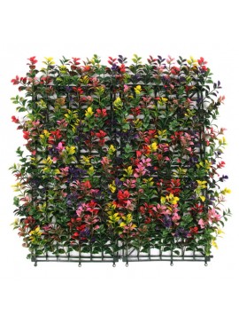 Artekko Panel Τεχνητή Φυλλωσιά Πολυαιθυλένιο Πράσινο με Πολύχρωμα Λουλούδια (50x50x6)cm Artekko 6-0312