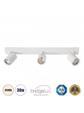 60349 GloboStar®  LEONARDO 60349 Μοντέρνο Φωτιστικό Οροφής Ράγα με Κινούμενα Σποτ LED Spot Downlight 30W 3600lm 60° AC 220-240V IP20 Μ52 x Π7 x Υ11.8cm - Λευκό - Φυσικό Λευκό 4500K - Bridgelux COB - 5 Years Warranty