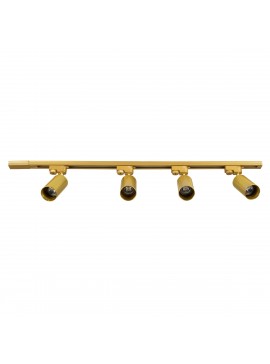60360 GloboStar®  LEO 60360 Μοντέρνο Φωτιστικό Οροφής Ράγα Πολύφωτο 4 x GU10 IP20 Χρυσό Αλουμίνιο - Μ100 x Π6 x Υ20cm - 5 Χρόνια Εγγύηση