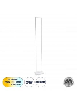 60464 GloboStar®  CORNELIE 60464 Μοντέρνο Επιδαπέδιο Φωτιστικό LED 24W 2640lm 200° AC 220-240V IP20 Ρυθμιζόμενο Λευκό CCT με Διακόπτη On/Off από 2700K έως 6000K - Λευκό - Μ26 x Π16 x Υ153cm - 3 Χρόνια Εγγύηση