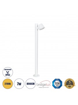 60506 GloboStar®  GARDENIA 60506 Φωτιστικό Κήπου - Κολωνάκι Αρχιτεκτονικού Φωτισμού Εξωτερικού Χώρου LED 7W 700lm 60° AC220-240V Αδιάβροχο IP65 - Σώμα Αλουμινίου & Tempered Glass - Μ12 x Π18 x Υ90cm - Θερμό Λευκό 2700K - Λευκό - Bridgelux Chip - 5 Years W