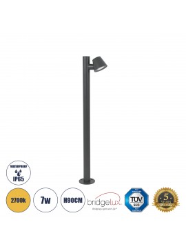60507 GloboStar®  GARDENIA 60507 Φωτιστικό Κήπου - Κολωνάκι Αρχιτεκτονικού Φωτισμού Εξωτερικού Χώρου LED 7W 700lm 60° AC220-240V Αδιάβροχο IP65 - Σώμα Αλουμινίου & Tempered Glass - Μ12 x Π18 x Υ90cm - Θερμό Λευκό 2700K - Γκρι Ανθρακί - Bridgelux Chip - 5 