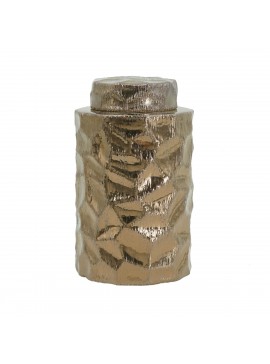 Artekko Lidded Μπρονζέ Κεραμικό Διακοσμητικό Δοχείο Βάζο με Καπάκι (15x15x25)cm Artekko 61006