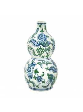 Artekko Safira Διακοσμητικό Βάζο από Πορσελάνη σε Λευκό με Πράσινο (17.5x17.5x34)cm Artekko 61136