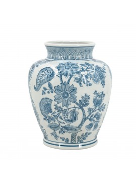 Artekko Melania Διακοσμητικό Βάζο από Πορσελάνη σε Άσπρο με Μπλε (23x23x28)cm Artekko 61195
