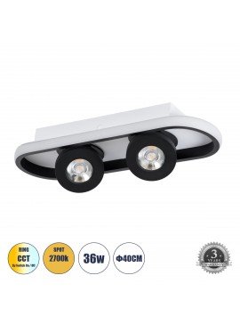 61212 GloboStar® GLOBOSTAR® NESPO 61212 Μοντέρνο Φωτιστικό Οροφής LED 36W 4032lm 360° & 45° AC 220-240V IP20 Ρυθμιζόμενο Λευκό CCT με On/Off 2700K/4500K/6000K - Lumileds SMD Chip - Μαύρο Ματ - Μ40 x Π13 x Υ6.5cm - 3 Χρόνια Εγγύηση