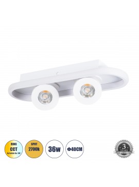 61213 GloboStar® GLOBOSTAR® NESPO 61213 Μοντέρνο Φωτιστικό Οροφής LED 36W 4032lm 360° & 45° AC 220-240V IP20 Ρυθμιζόμενο Λευκό CCT με On/Off 2700K/4500K/6000K - Lumileds SMD Chip - Λευκό Ματ - Μ40 x Π13 x Υ6.5cm - 3 Χρόνια Εγγύηση