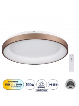 61240 GloboStar® GLOBOSTAR® SALEM 61240 Μοντέρνο Φωτιστικό Οροφής LED 105W 12075lm 120° AC 220-240V IP20 Ρυθμιζόμενο Λευκό CCT με Χειριστήριο από 2700K έως 6000K Dimmable - Lumileds SMD Chip - Καφέ Ματ - Μ60 x Π60 x Υ9.5cm - 3 Χρόνια Εγγύηση