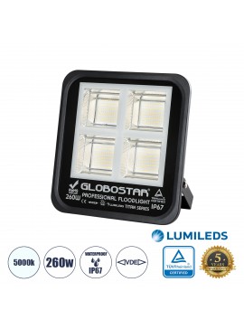 61434 GloboStar® GLOBOSTAR® TITAN 61434 Προβολέας για Γήπεδα Tennis & Ποδοσφαίρου 5x5 LED 260W 32500lm 60°x90° AC 220-240V Αδιάβροχο IP67 Φυσικό Λευκό 5000K - Lumileds SMD Chip - TÜV Rheinland Certified - Μαύρο Ματ - Μ30 x Π8 x Υ28cm - 5 Χρόνια Εγγύηση