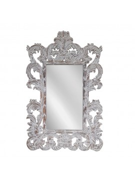 Artekko Mirroki Ξύλινος Λευκός Πατίνα Σκαλιστός Καθρέπτης Τοίχου (120x90)cm Artekko 667-4004