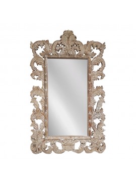 Artekko Mirroki Ξύλινος Λευκός Πατίνα Σκαλιστός Καθρέπτης Τοίχου (150x100)cm Artekko 667-4005