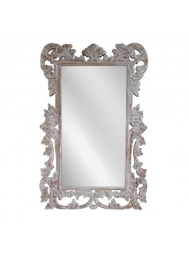 Artekko Mirroki Ξύλινος Λευκός Πατίνα Σκαλιστός Καθρέπτης Τοίχου (150x100)cm Artekko 667-4029