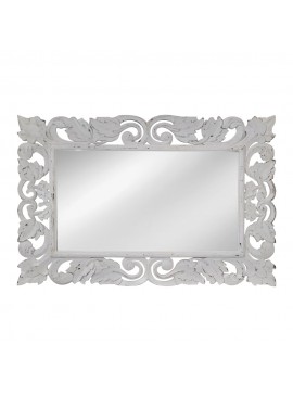 Artekko Mirroki Ξύλινος Λευκός Πατίνα Σκαλιστός Καθρέπτης Τοίχου (100x70)cm Artekko 667-4036