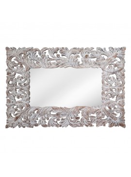 Artekko Mirroki Ξύλινος Μπεζ Πατίνα Σκαλιστός Καθρέπτης Τοίχου (120x90)cm Artekko 667-4039