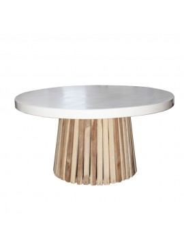 Artekko Solid Ξύλινο Τραπέζι Σαλονιού σε Φυσικό Χρώμα με Λευκή Επιφάνεια Terrazzo (90x90x46)cm Artekko 667-4043