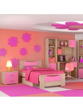 Κρεβάτι Παιδικό Νο. 15 Smile 90x190 Oak-Pink SARRIS812329