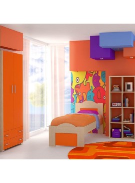 Κρεβάτι Παιδικό Νο. 47 Wave 90x190 Oak-Orange  SARRIS812336