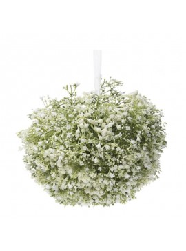 Artekko Abraunt Τεχνητή Σφαίρα Γυψοφύλλης Πλαστική Πράσινη με Λευκά Άνθη (20x20x20)cm Artekko 7-0124