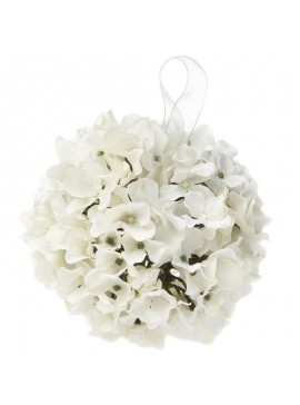 Artekko Siun Τεχνητή Σφαίρα Ορτανσία Πλαστική με Υφασμάτινα Εκρού Άνθη (17x17x17)cm Artekko 7-0131