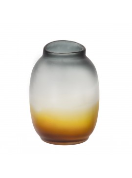 Artekko Sunset Διακοσμητικό Βάζο Χειροποίητο Γυαλί Μαύρο Πορτοκαλί (18x18x25)cm Artekko 70432
