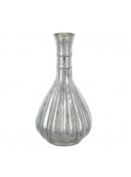 Artekko Silver Γυάλινο Ασημί Αντικέ Διακοσμητικό Βάζο (12.5x12.5x25)cm Artekko 70456