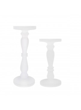 Artekko Frosted Γυάλινο Λευκό Κηροπήγιο (13x13x35.5)cm 2psc Artekko 70460-FRCL-DS-SA