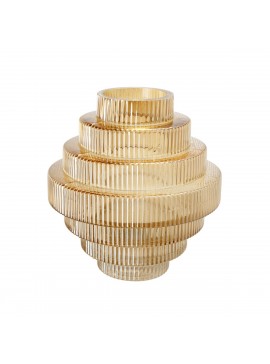 Artekko Fluted Κίτρινο Ημιδιάφανο Διακοσμητικό Βάζο με Ραβδώσεις (23x23x25)cm Artekko 70473-LUAM-DS-SA