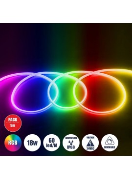 70588 GloboStar® GLOBOSTAR® TUBARE 70588 Ταινία Neon Flex LED 18W/m 1260lm/m 360° DC 24V Αδιάβροχο IP68 60 x SMD 5050 Chip/m Πολύχρωμο RGB Dimmable - Μ500 x Π2.1 x Υ2.1cm - Ρολό 5 Μέτρων - 2 Χρόνια Εγγύηση